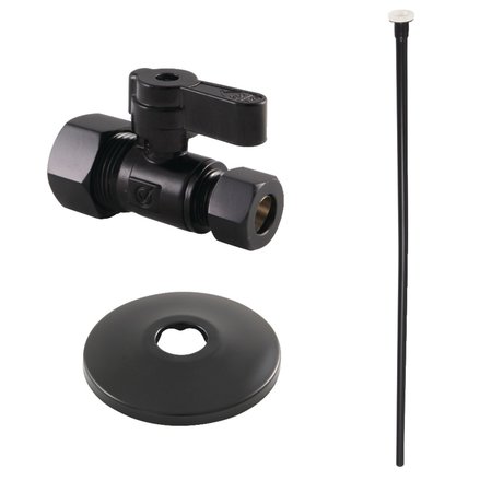 KINGSTON BRASS Toilet Supply Kit, 58 OD x 38 OD Comp Straight Valve, Matte Black KF53350TKF20